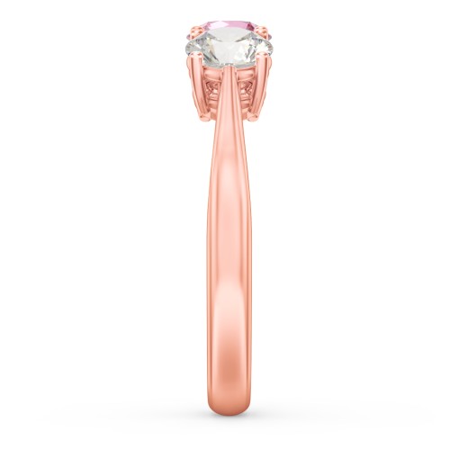 Radiant Trinity Ring – 10K Rose Gold with Peridot, Pink Tourmaline, and Cubic Zirconia