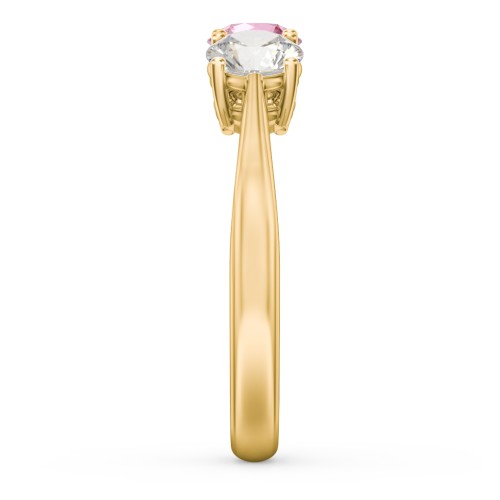 Radiant Trinity Ring – 10K Yellow Gold with Peridot, Pink Tourmaline, and Cubic Zirconia