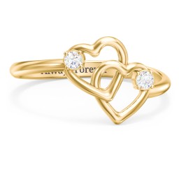 Linked in Love Ring in 18K Gold Plated Silver with Diamond