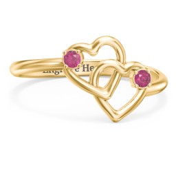Linked in Love Ring in 18K Gold Plated Silver with Ruby