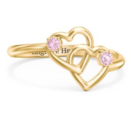 Linked in Love Ring in 18K Gold Plated Silver with Pink Tourmaline