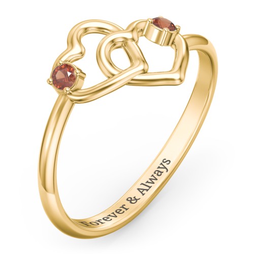 Linked in Love Ring – 18K Gold Plated Silver with Garnet