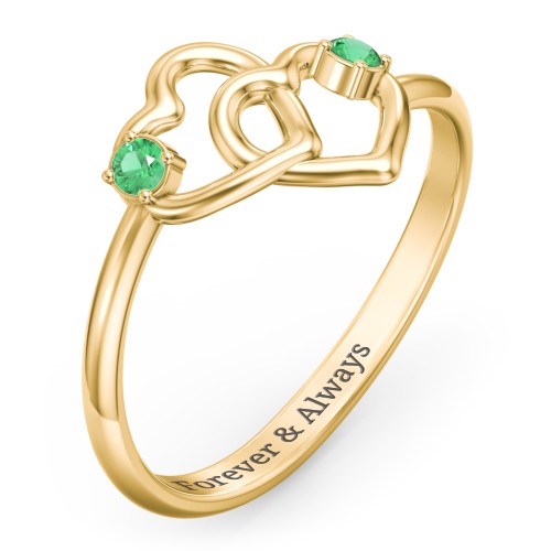 Linked in Love Ring – 18K Gold Plated Silver with Emerald