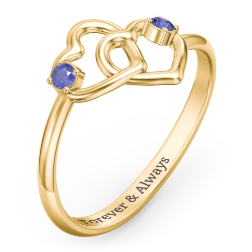 Linked in Love Ring – 18K Gold Plated Silver with Blue Sapphire