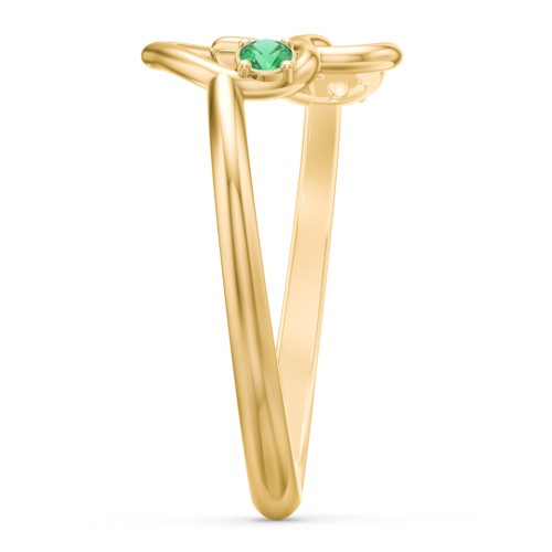 Linked in Love Ring – 18K Gold Plated Silver with Emerald