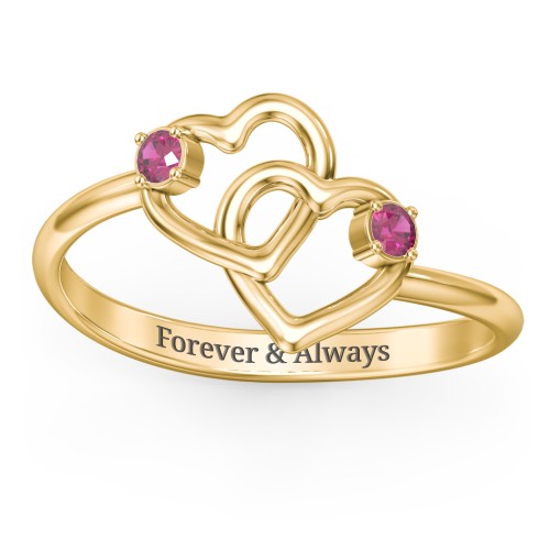 Linked in Love Ring – 18K Gold Plated Silver with Ruby