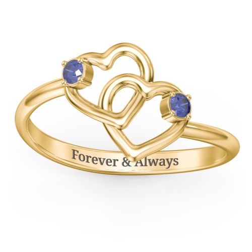 Linked in Love Ring – 18K Gold Plated Silver with Blue Sapphire