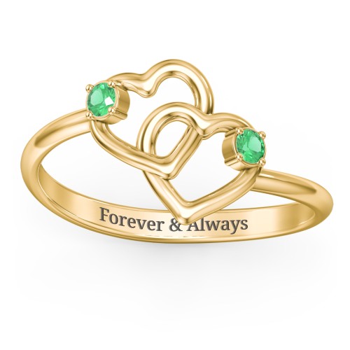 Linked in Love Ring – 18K Gold Plated Silver with Emerald