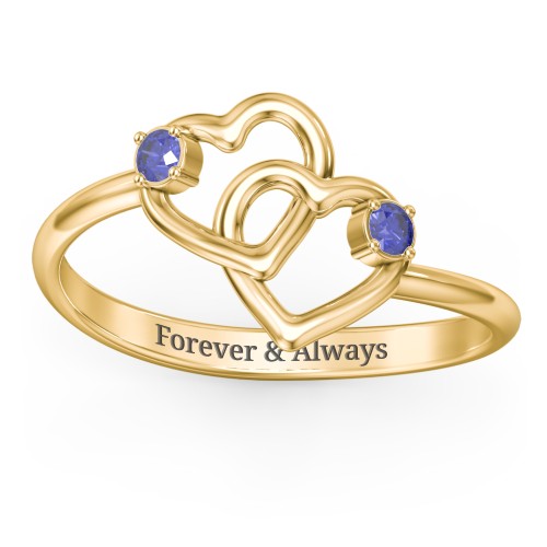 Linked in Love Ring – 18K Gold Plated Silver with Blue Sapphire