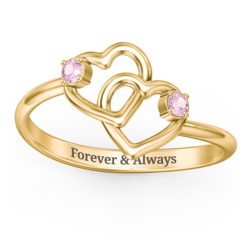 Linked in Love Ring – 18K Gold Plated Silver with Pink Tourmaline