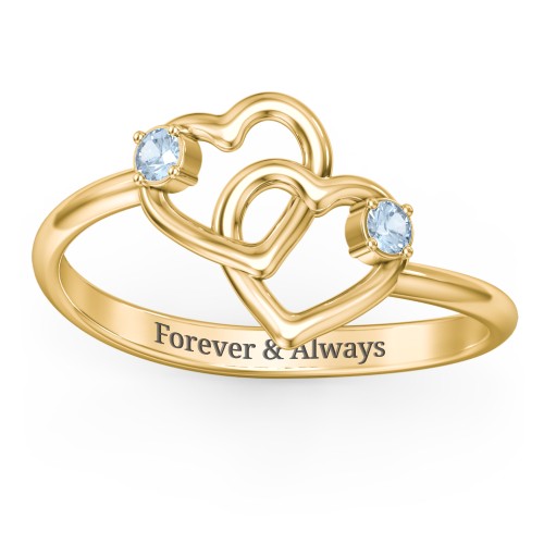 Linked in Love Ring – 18K Gold Plated Silver with Blue Topaz