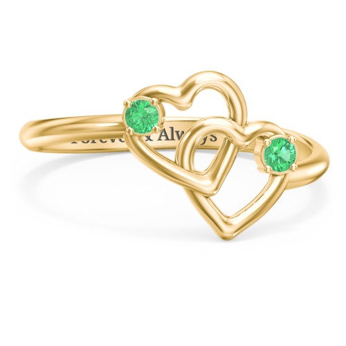 Linked in Love Ring – 18K Gold Plated Silver with Emerald