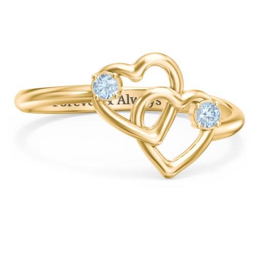 Linked in Love Ring – 18K Gold Plated Silver with Blue Topaz