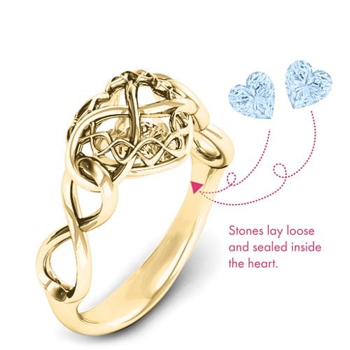 My Infinite Love Caged Hearts Ring