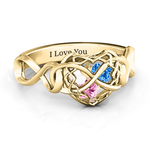 My Infinite Love Caged Hearts Ring