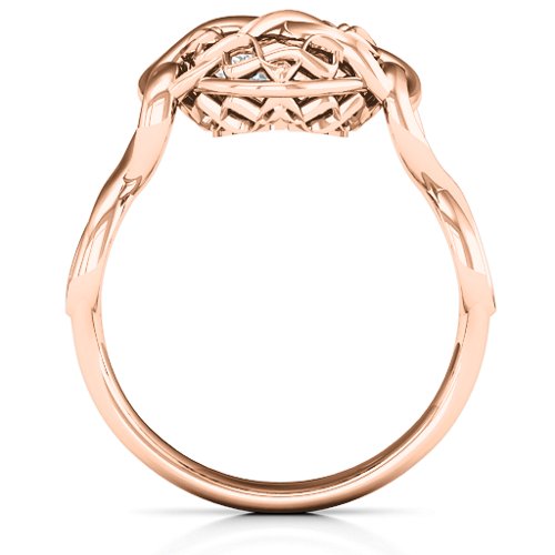 My Infinite Love Caged Hearts Ring – 10K Rose Gold with Cubic Zirconia