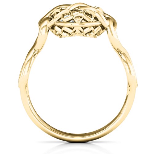 My Infinite Love Caged Hearts Ring – 10K Yellow Gold with Cubic Zirconia