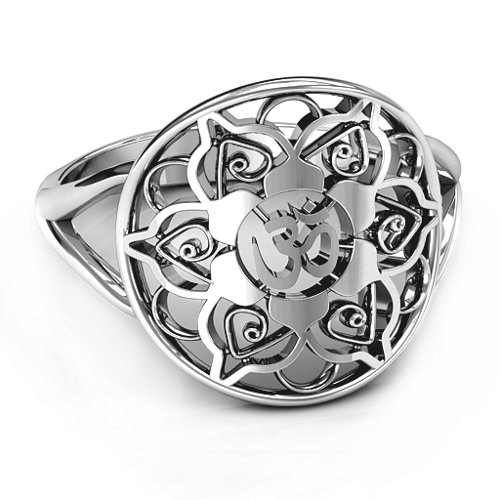Sterling Silver Om Mandala Ring Jewlr - Main Image