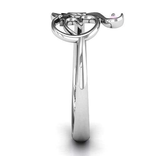 Spiritual Heart Om Ring – Sterling Silver with Pink Tourmaline