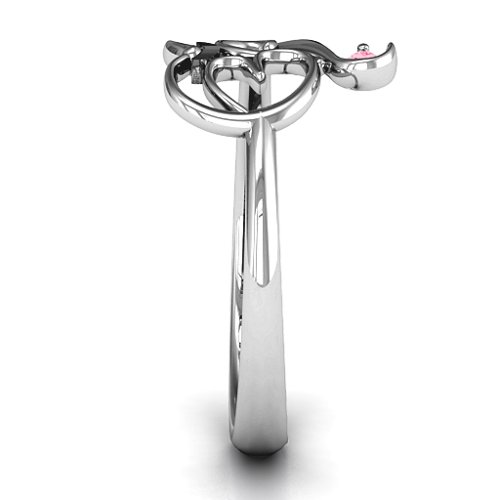 Spiritual Heart Om Ring – Sterling Silver with Ruby