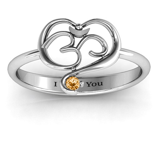 Spiritual Heart Om Ring – Sterling Silver with Citrine