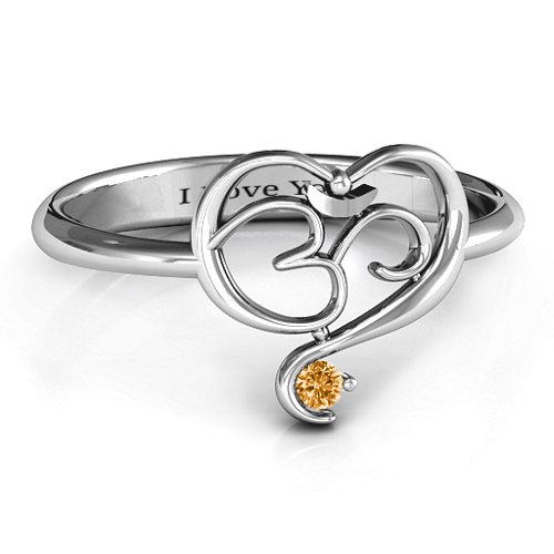 Spiritual Heart Om Ring – Sterling Silver with Citrine
