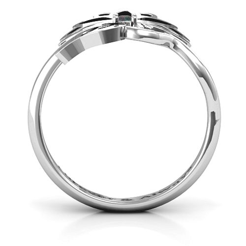 Leaves and Lotus Wrap Ring – Sterling Silver with Alexandrite