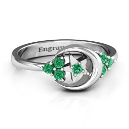 Beautiful Night Ring in 925 Sterling Silver with Emerald