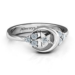 Beautiful Night Ring in 925 Sterling Silver with Diamond