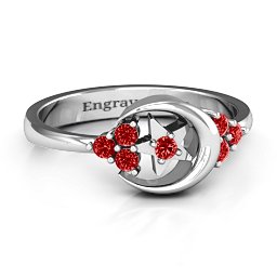 Beautiful Night Ring in 925 Sterling Silver with Garnet