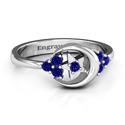 Beautiful Night Ring in 925 Sterling Silver with Blue Sapphire