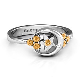 Beautiful Night Ring in 925 Sterling Silver with Citrine