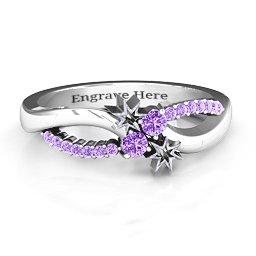 Light Up My Life Infinity Ring with Accent Stones in 925 Sterling Silver with Amethyst and Amethyst Premium Zirconia