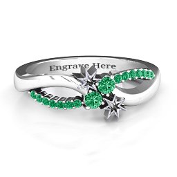 Light Up My Life Infinity Ring with Accent Stones in 925 Sterling Silver with Emerald and Green Premium Zirconia