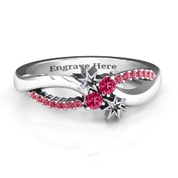 Light Up My Life Infinity Ring with Accent Stones in 925 Sterling Silver with Ruby and Red Premium Zirconia