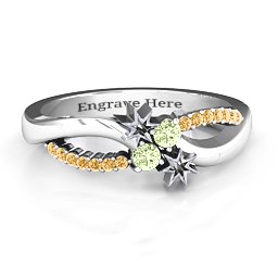 Light Up My Life Infinity Ring with Accent Stones in 925 Sterling Silver with Peridot and Fancy Yellow Premium Zirconia