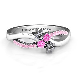 Light Up My Life Infinity Ring with Accent Stones in 925 Sterling Silver with Pink Tourmaline and Fancy Pink Premium Zirconia