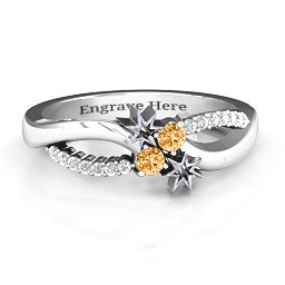 Light Up My Life Infinity Ring with Accent Stones in 925 Sterling Silver with Citrine and White Premium Zirconia