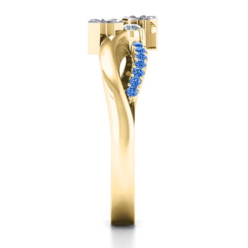 Light Up My Life Infinity Ring with Accent Stones – 10K Yellow Gold with Cubic Zirconia and Fancy Blue Premium Zirconia