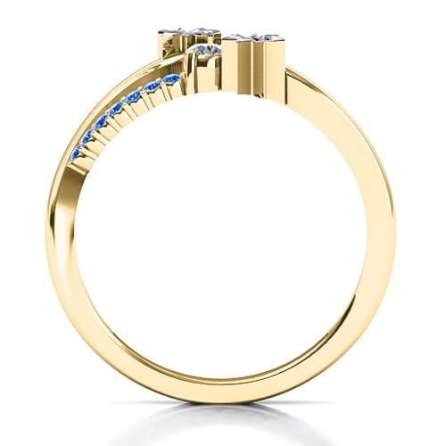 Light Up My Life Infinity Ring with Accent Stones – 10K Yellow Gold with Cubic Zirconia and Fancy Blue Premium Zirconia