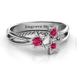 Twinkling Starlight Ring in 925 Sterling Silver with Ruby
