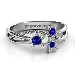 Twinkling Starlight Ring in 925 Sterling Silver with Blue Sapphire