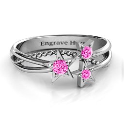Twinkling Starlight Ring in 925 Sterling Silver with Pink Tourmaline