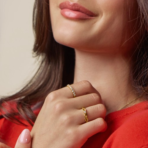 Double Infinity Gemstone Ring with Accents