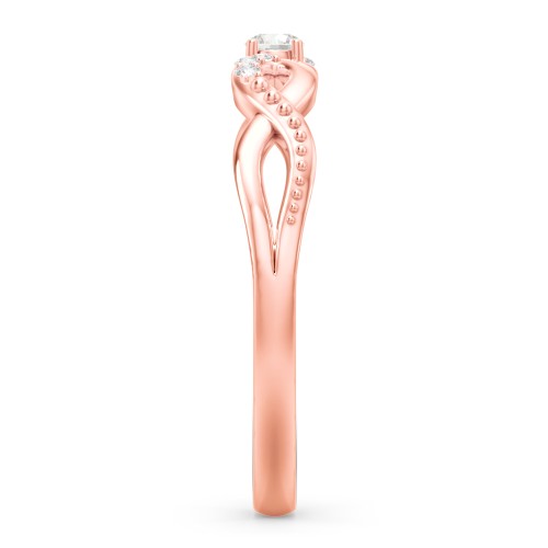 Double Infinity Gemstone Ring with Accents – 10K Rose Gold with Cubic Zirconia and White Premium Zirconia