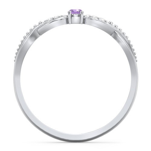 Double Infinity Gemstone Ring with Accents – Sterling Silver with Amethyst and White Premium Zirconia