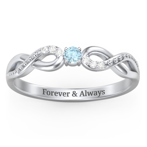 Double Infinity Gemstone Ring with Accents – Sterling Silver with Blue Topaz and White Premium Zirconia