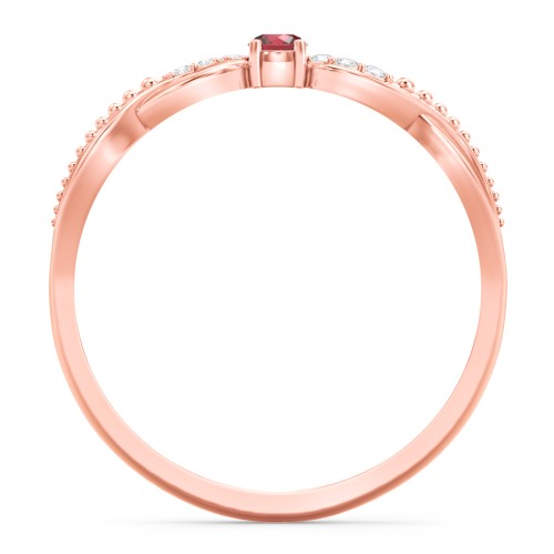 Double Infinity Gemstone Ring with Accents – 10K Rose Gold with Garnet and White Premium Zirconia