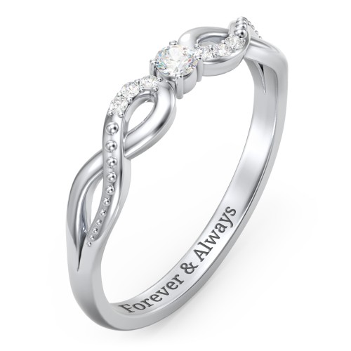 Double Infinity Gemstone Ring with Accents – Sterling Silver with Diamond