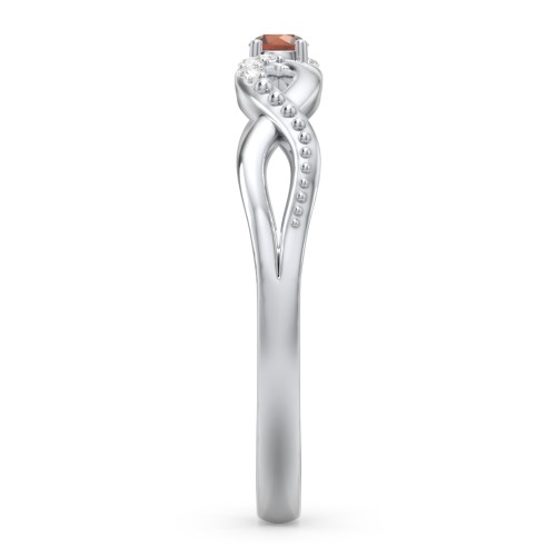 Double Infinity Gemstone Ring with Accents – Sterling Silver with Garnet and White Premium Zirconia